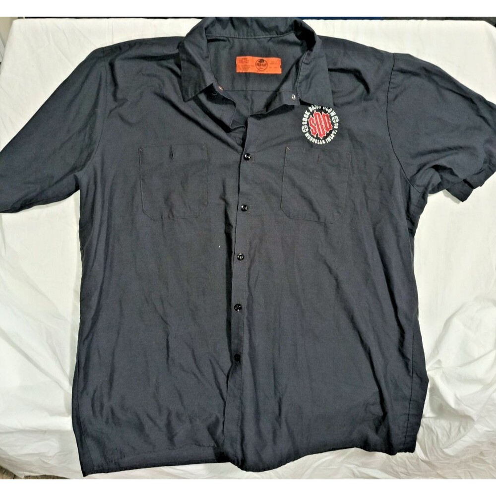 Red Kap XL Suck Bang Blow Murrells Inlet SC Work Shirt Black Button Up Biker